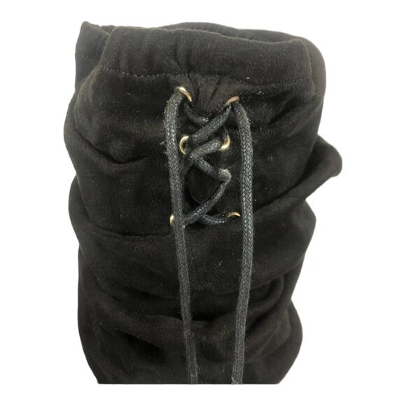 Thalia Sodi Brisaf Fabric knee high Slouchy Heel boots with tassels black size 9 - Picture 7 of 11